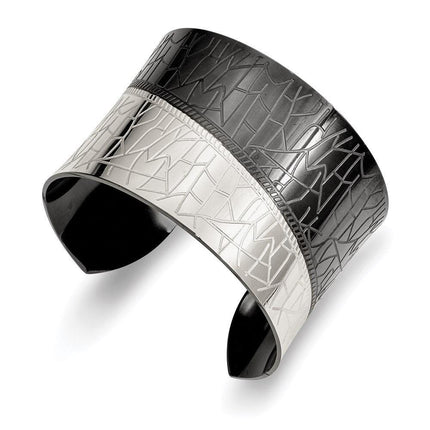 Stainless Steel Polished Black IP-plated Cuff Bangle ,