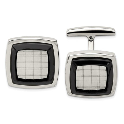 Stainless Steel Polished Black IP-plated Cufflinks ,