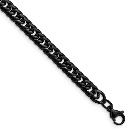 Stainless Steel Polished Black IP-plated Curb Chain Bracelet ,