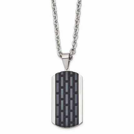 Stainless Steel Polished Black IP-plated Dog Tag Necklace ,