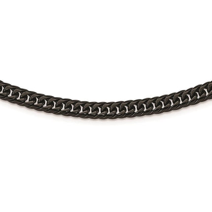 Stainless Steel Polished Black IP-plated Double Curb Chain Necklace ,