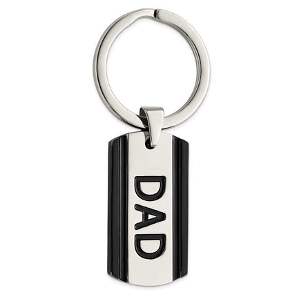 Stainless Steel Polished Black IP-plated Key Ring ,