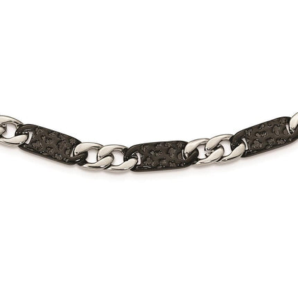 Stainless Steel Polished Black IP-plated Link Necklace ,