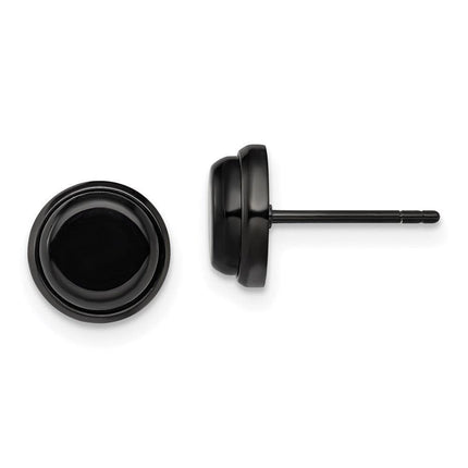 Stainless Steel Polished Black IP-plated Post Earrings ,