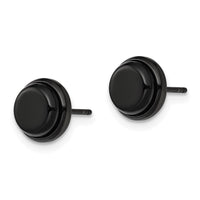 Stainless Steel Polished Black IP-plated Post Earrings ,