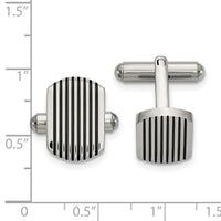 Stainless Steel Polished Black IP-plated Striped Cuff Links ,