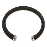 Stainless Steel Polished Black IP-plated Wire 18mm Cuff Bangle ,