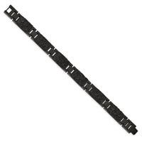 Stainless Steel Polished Black IP plated Wire Inlay 8.5in Bracelet ,