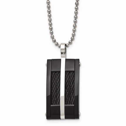 Stainless Steel Polished Black IP-plated Wire Necklace ,