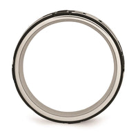 Stainless Steel Polished Black IP-plated with CZ Cross Band ,