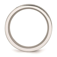 Stainless Steel Polished Black IP-plated/Genuine Stingray Textured Ring ,