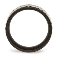 Stainless Steel Polished Black IP Textured Ring ,