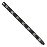 Stainless Steel Polished Black IP w/Sedimentary Rock Inlay 8.5in Bracelet ,