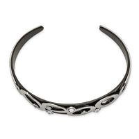 Stainless Steel Polished Black IP w/Swarovski Crystal 15.00mm Bangle ,