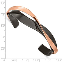 Stainless Steel Polished Black/Rose IP-plated Layered & Twisted Bangle ,