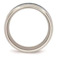 Stainless Steel Polished Blue Carbon Fiber Inlay Ring ,
