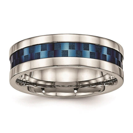 Stainless Steel Polished Blue IP-plated 7.00mm Band ,