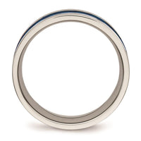 Stainless Steel Polished Blue IP-plated 7.00mm Band ,