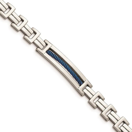 Stainless Steel Polished Blue IP-plated 8.5in Bracelet ,