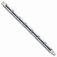 Stainless Steel Polished Blue IP-plated 8.5in Link Bracelet ,