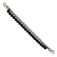 Stainless Steel Polished Box Chain & Lava Stone 2 Stand 8.5in Bracelet ,