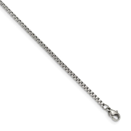 Stainless Steel Polished Box Chain w/Removeable ID Plate 8.5in Bracelet ,
