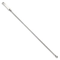 Stainless Steel Polished Box Chain w/Removeable ID Plate 8.5in Bracelet ,