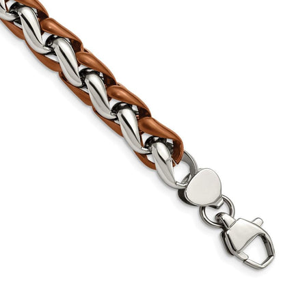 Stainless Steel Polished Brown IP-plated 8.25in Bracelet ,