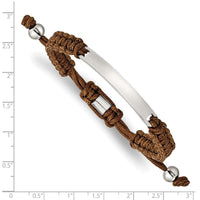 Stainless Steel Polished Brown Nylon Adjustable ID Bracelet ,