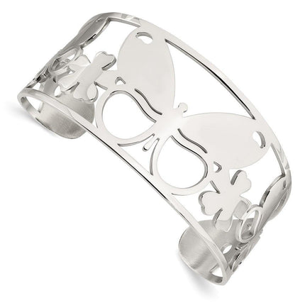 Stainless Steel Polished Butterfly Cuff Bangle ,