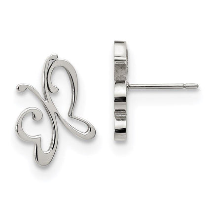 Stainless Steel Polished Butterfly Post Earrings ,