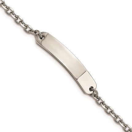 Stainless Steel Polished Cable Chain 7in ID Bracelet ,