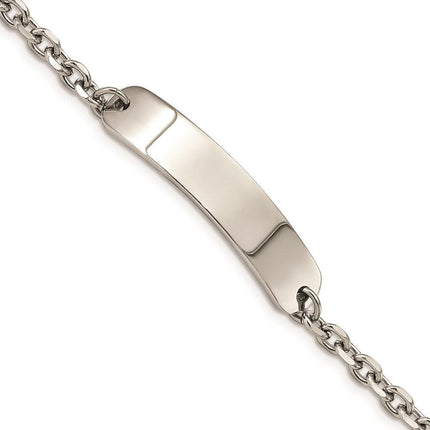 Stainless Steel Polished Cable Chain 8in ID Bracelet ,