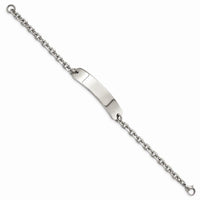 Stainless Steel Polished Cable Chain 8in ID Bracelet ,