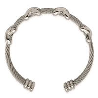 Stainless Steel Polished Cable Cuff Bangle ,