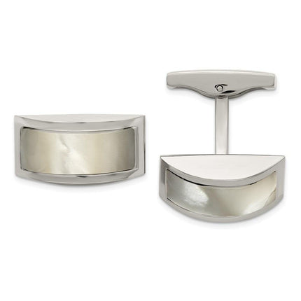 Stainless Steel Polished Cat's Eye Cufflinks ,