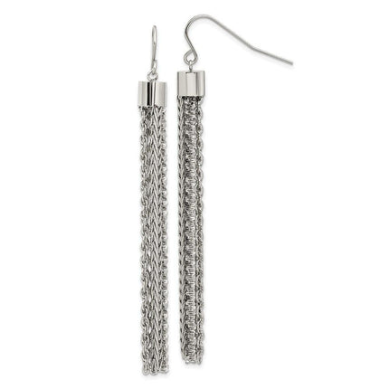 Stainless Steel Polished Chain Dangle Shepherd Hook Earrings ,