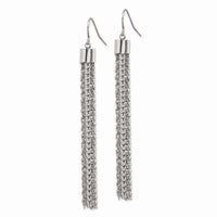 Stainless Steel Polished Chain Dangle Shepherd Hook Earrings ,