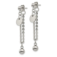 Stainless Steel Polished Chain Front and Back Post Dangle Earrings ,