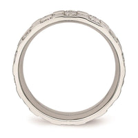 Stainless Steel Polished Checkered Board CZ Ring ,