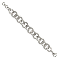 Stainless Steel Polished Circle Link 7.5 inch w/ 1inch ext Bracelet ,