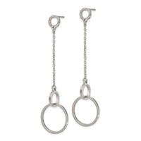 Stainless Steel Polished Circle Post Dangle Earrings ,