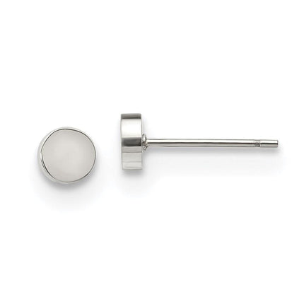 Stainless Steel Polished Circle Post Earrings ,