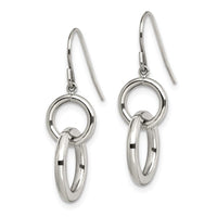 Stainless Steel Polished Circle Shepherd Hook Earrings ,