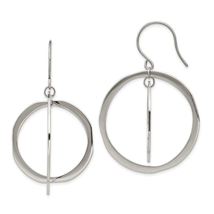 Stainless Steel Polished Circles Dangle Shepherd Hook Earring ,