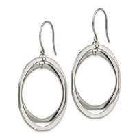 Stainless Steel Polished Circles Dangle Shepherd Hook Earring ,