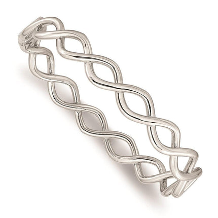 Stainless Steel Polished Criss Cross Hinged Bangle ,