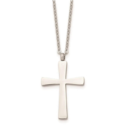 Stainless Steel Polished Cross 18in Necklace ,