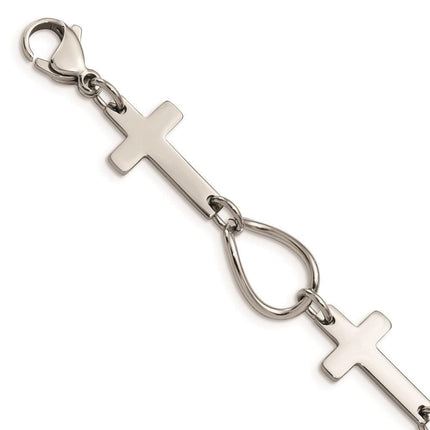 Stainless Steel Polished Cross Bracelet ,