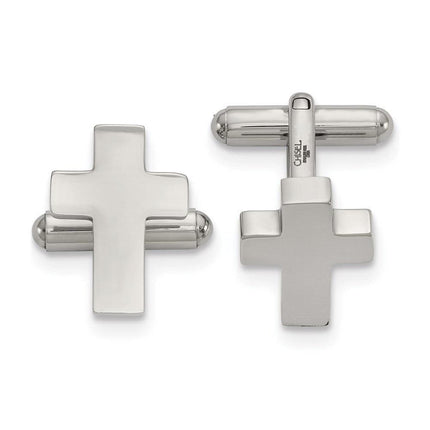 Stainless Steel Polished Cross Cuff Links ,